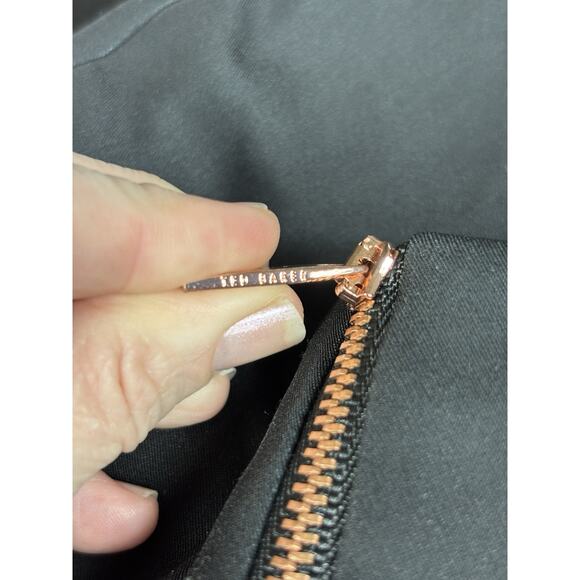 Ted Baker Column Dress Black Bright Flowers Size 2 4 High Neck Lined Maxi Sheath - Picture 11 of 13